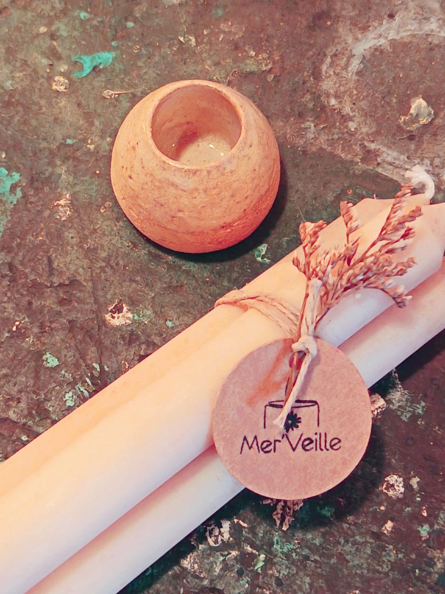 Bougeoir céramique blanc