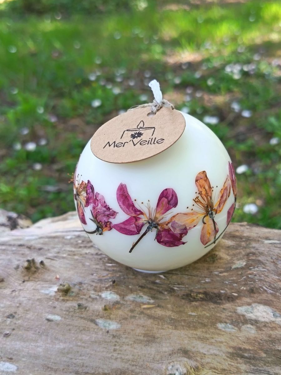 Bougie ronde Fleurie Fleur de Pommier | Brin de nature